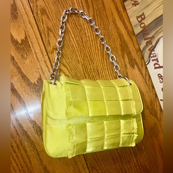 Botkier Sateen Shoulder Bag w/ Heavy Chain - Lime Green - Like New $295 MSRP - Picture 8 of 16